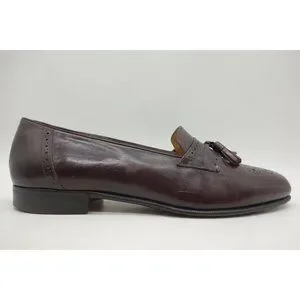 Salvatore Ferragamo Burgundy Leather Slip On Tassel Loafers Shoes Men\'s 9 D Vintage Men main image 3